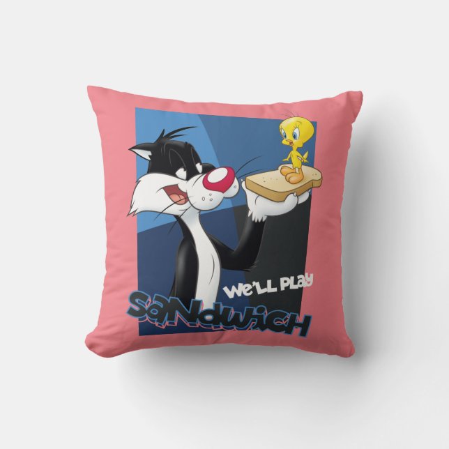 SYLVESTER™ & TWEETY™ "We'll Play Sandwich" Cushion (Front)