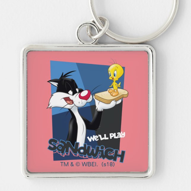 SYLVESTER™ & TWEETY™ "We'll Play Sandwich" Key Ring (Front)