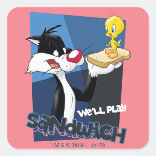 SYLVESTER™ & TWEETY™ "We'll Play Sandwich" Square Sticker