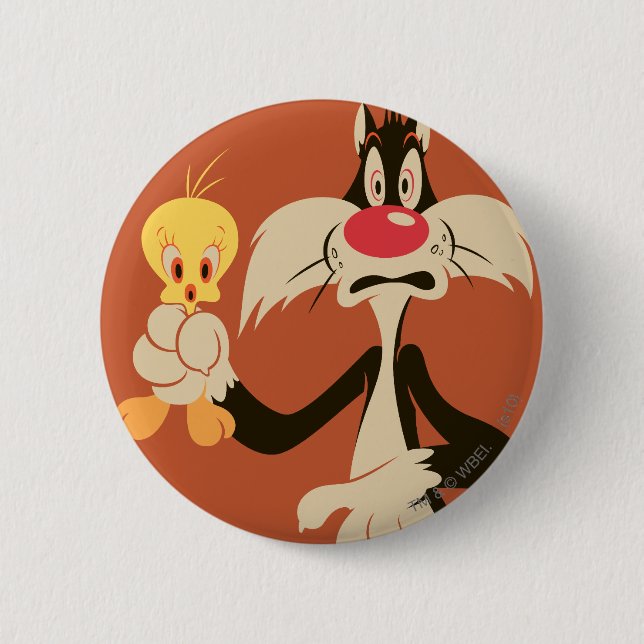 SYLVESTER™ with TWEETY™ 6 Cm Round Badge (Front)