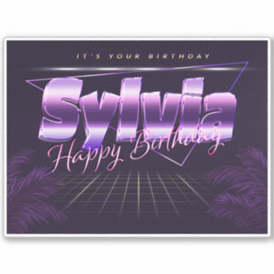 Sylvia Name First name lila retro Sticker Birthday