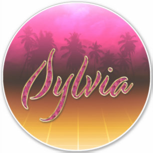 Sylvia Vorname Name golden pink Aufkleber Sticker