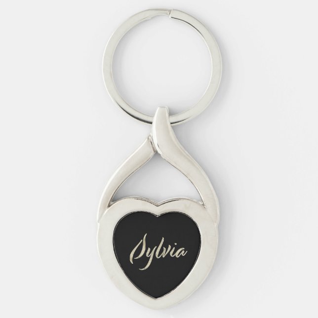 Sylvia white gold Handwriting key Key Ring (Front)