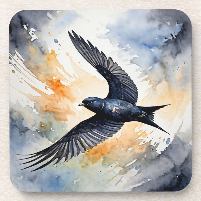 Symbiotic Sky Dancer: Graceful Swift BIrd  Coaster (Front)
