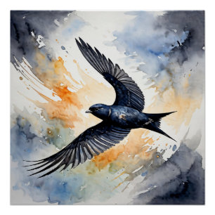 Symbiotic Sky Dancer: Graceful Swift BIrd Poster