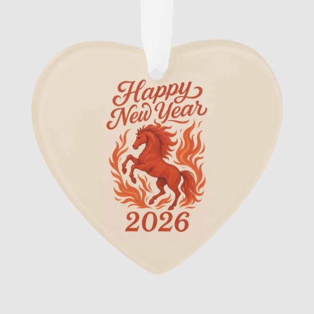 Symbol 2026 Fire Red Horse Ornament (Front)