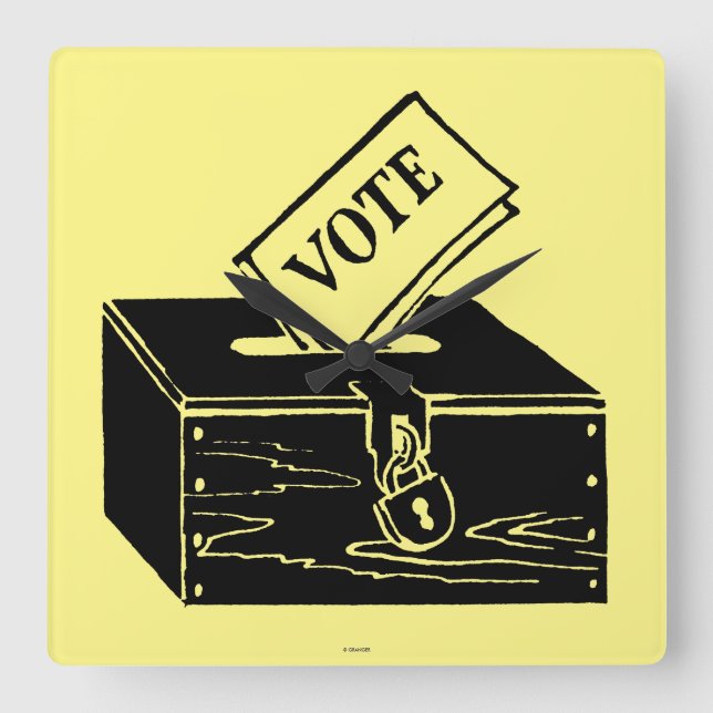 Symbol: Ballot Box Square Wall Clock (Front)
