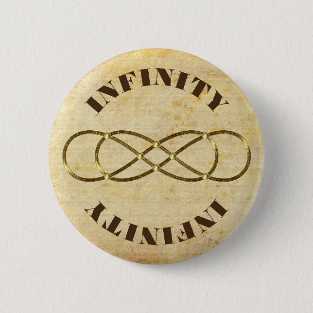 Symbol double Infinity - antique gold + backgr. 6 Cm Round Badge (Front)