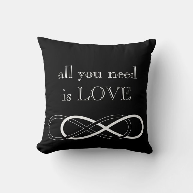 Symbol double Infinity - Black & White Cushion (Front)