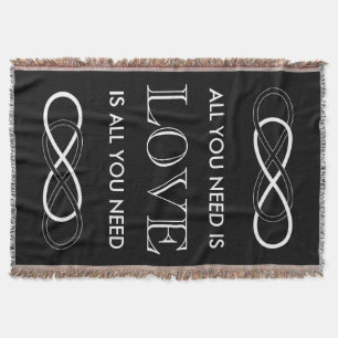 Symbol double Infinity - Black & White Throw Blanket