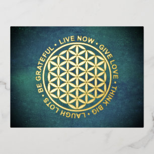 Symbol Flower Of Life - Rules Of Life 1 Foil Holiday Postcard