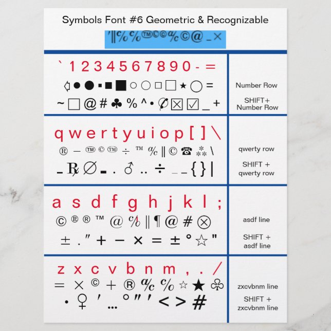 Symbol Font Sampler #6 Geometric & Recognisable Custom Letterhead (Front)
