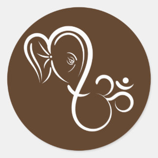 Symbol Ganesha Meditation Spiritual Calligraphy Classic Round Sticker