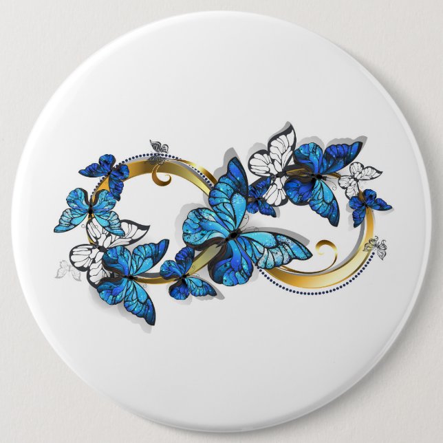 Symbol Infinity of Blue Morpho Butterflies 6 Cm Round Badge (Front)