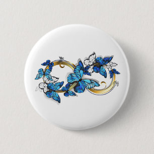 Symbol Infinity of Blue Morpho Butterflies 6 Cm Round Badge