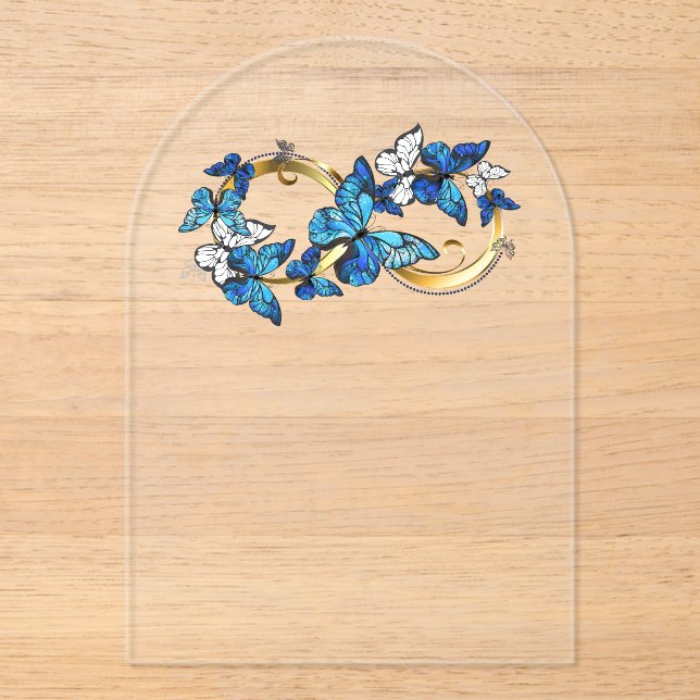 Symbol Infinity of Blue Morpho Butterflies Acrylic Invitations (Front)