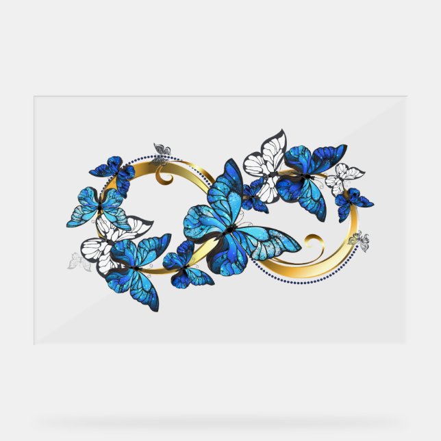Symbol Infinity of Blue Morpho Butterflies Acrylic Sign (Front)