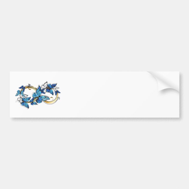 Symbol Infinity of Blue Morpho Butterflies Bumper Sticker (Front)