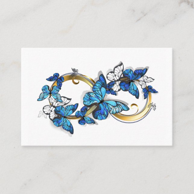 Symbol Infinity of Blue Morpho Butterflies Business Card (Front)