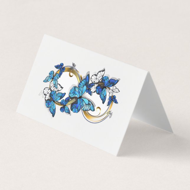 Symbol Infinity of Blue Morpho Butterflies Business Card (Front)
