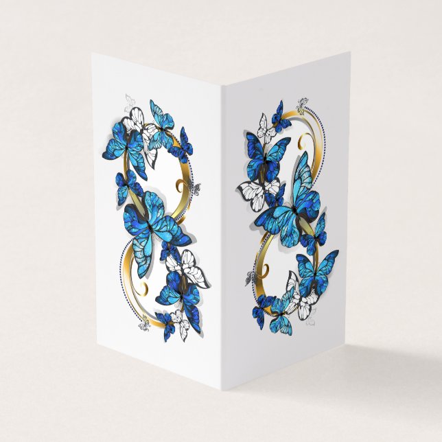 Symbol Infinity of Blue Morpho Butterflies Business Card (Outside)