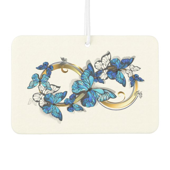 Symbol Infinity of Blue Morpho Butterflies Car Air Freshener (Front)
