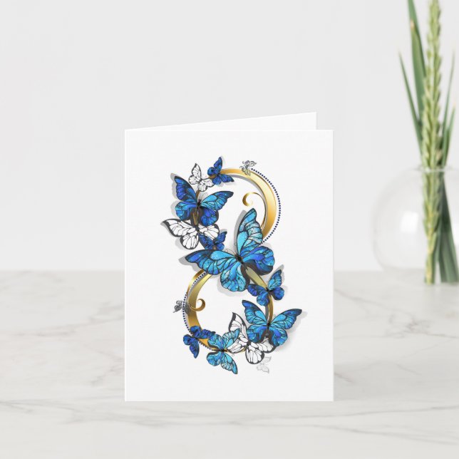 Symbol Infinity of Blue Morpho Butterflies Card (Front)