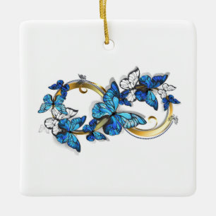 Symbol Infinity of Blue Morpho Butterflies Ceramic Ornament