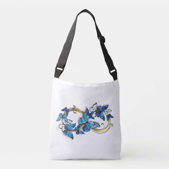 Symbol Infinity of Blue Morpho Butterflies Crossbody Bag (Front)
