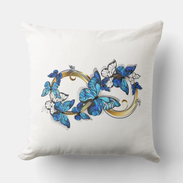 Symbol Infinity of Blue Morpho Butterflies Cushion (Front)
