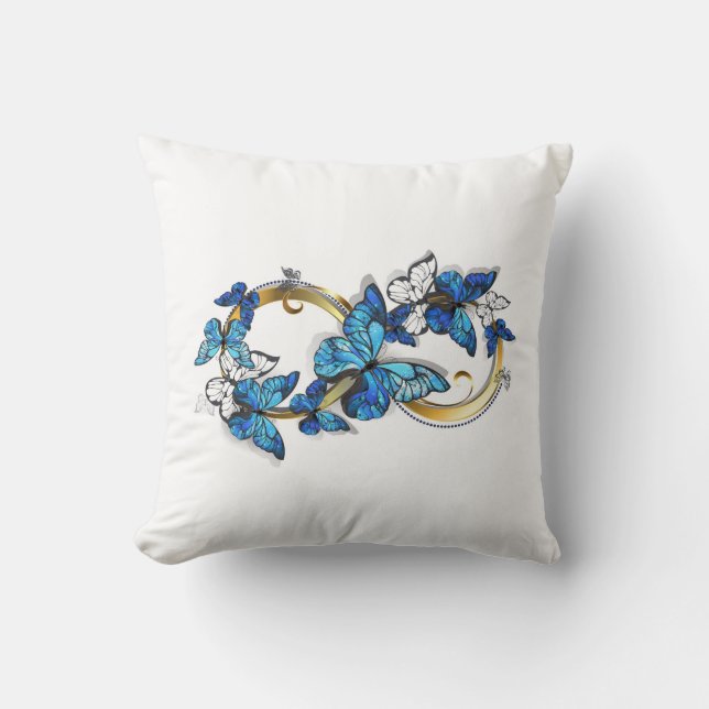 Symbol Infinity of Blue Morpho Butterflies Cushion (Front)