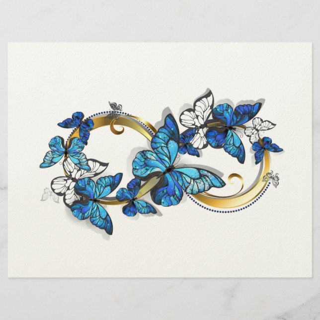 Symbol Infinity of Blue Morpho Butterflies Custom Letterhead (Front)