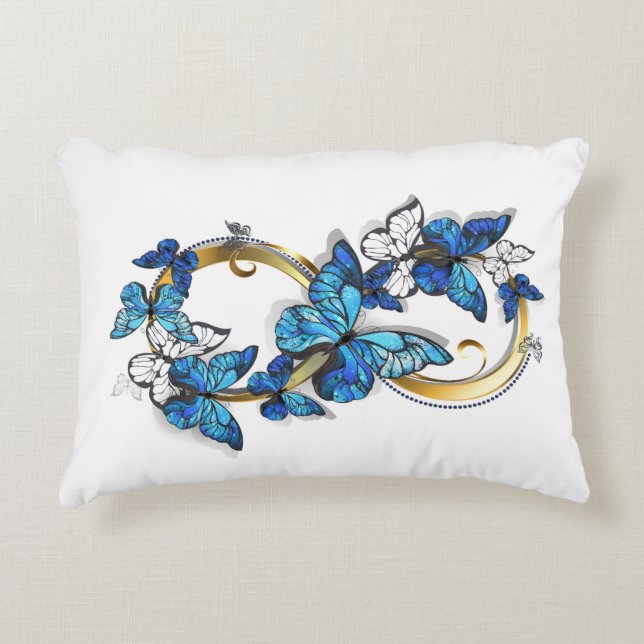 Symbol Infinity of Blue Morpho Butterflies Decorative Cushion (Front)