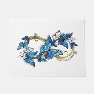 Symbol Infinity of Blue Morpho Butterflies Doormat