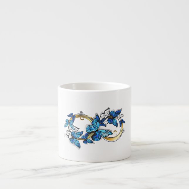 Symbol Infinity of Blue Morpho Butterflies Espresso Cup (Front)