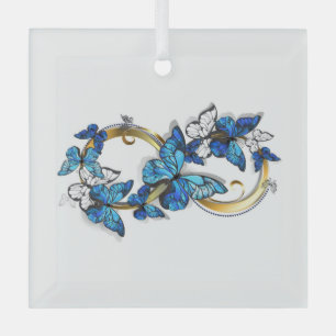 Symbol Infinity of Blue Morpho Butterflies Glass Tree Decoration