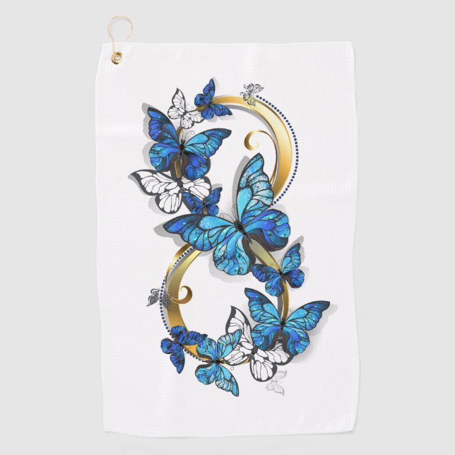 Symbol Infinity of Blue Morpho Butterflies Golf Towel (Front)