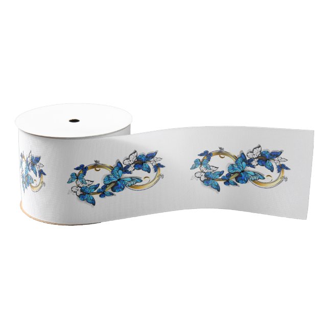 Symbol Infinity of Blue Morpho Butterflies Grosgrain Ribbon (Spool)