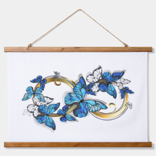 Symbol Infinity of Blue Morpho Butterflies Hanging Tapestry