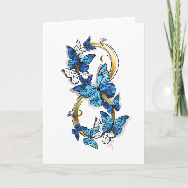 Symbol Infinity of Blue Morpho Butterflies Holiday Card (Front)