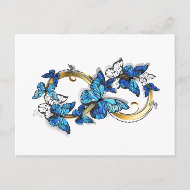Symbol Infinity of Blue Morpho Butterflies Holiday Postcard (Front)
