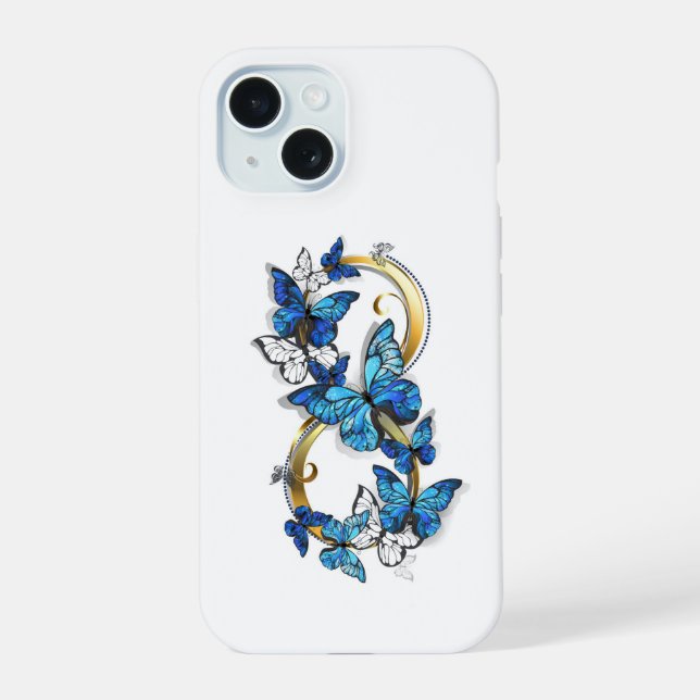 Symbol Infinity of Blue Morpho Butterflies iPhone 15 Case (Back)