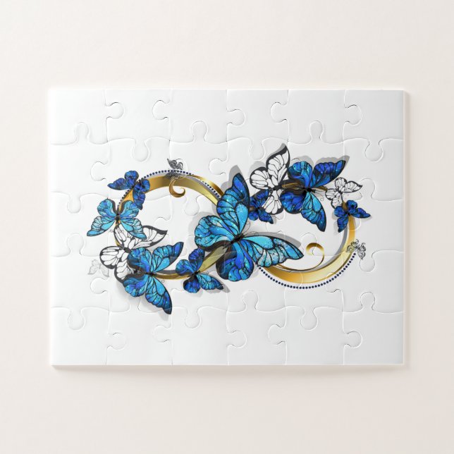 Symbol Infinity of Blue Morpho Butterflies Jigsaw Puzzle (Horizontal)