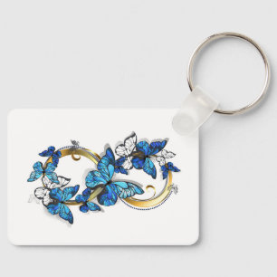 Symbol Infinity of Blue Morpho Butterflies Key Ring