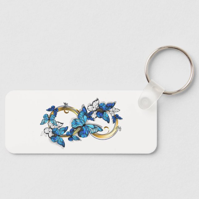 Symbol Infinity of Blue Morpho Butterflies Key Ring (Front)