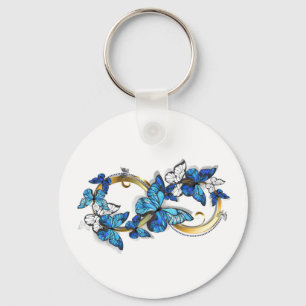 Symbol Infinity of Blue Morpho Butterflies Key Ring