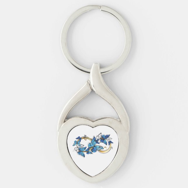 Symbol Infinity of Blue Morpho Butterflies Key Ring (Front)