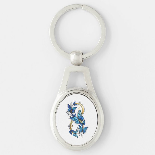 Symbol Infinity of Blue Morpho Butterflies Key Ring (Front)