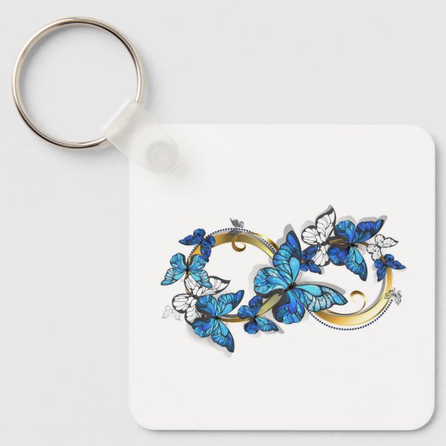 Symbol Infinity of Blue Morpho Butterflies Key Ring (Front)