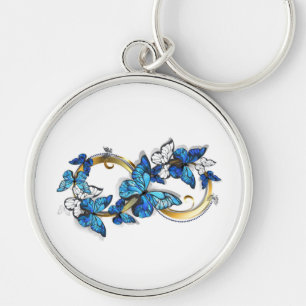 Symbol Infinity of Blue Morpho Butterflies Key Ring